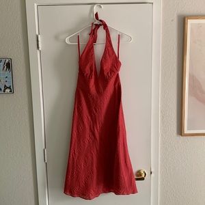 J.Crew red cotton halter dress